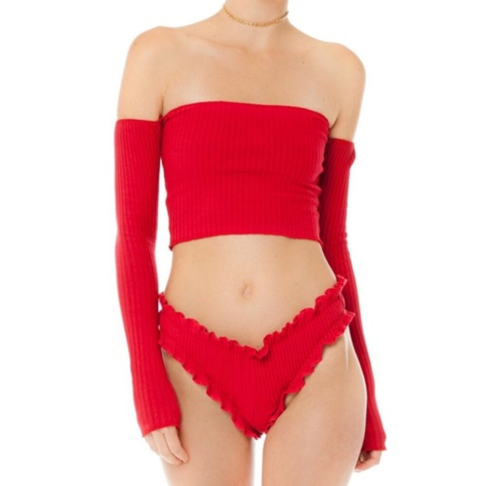 Are You Am I Minka Long Sleeve Top Red S